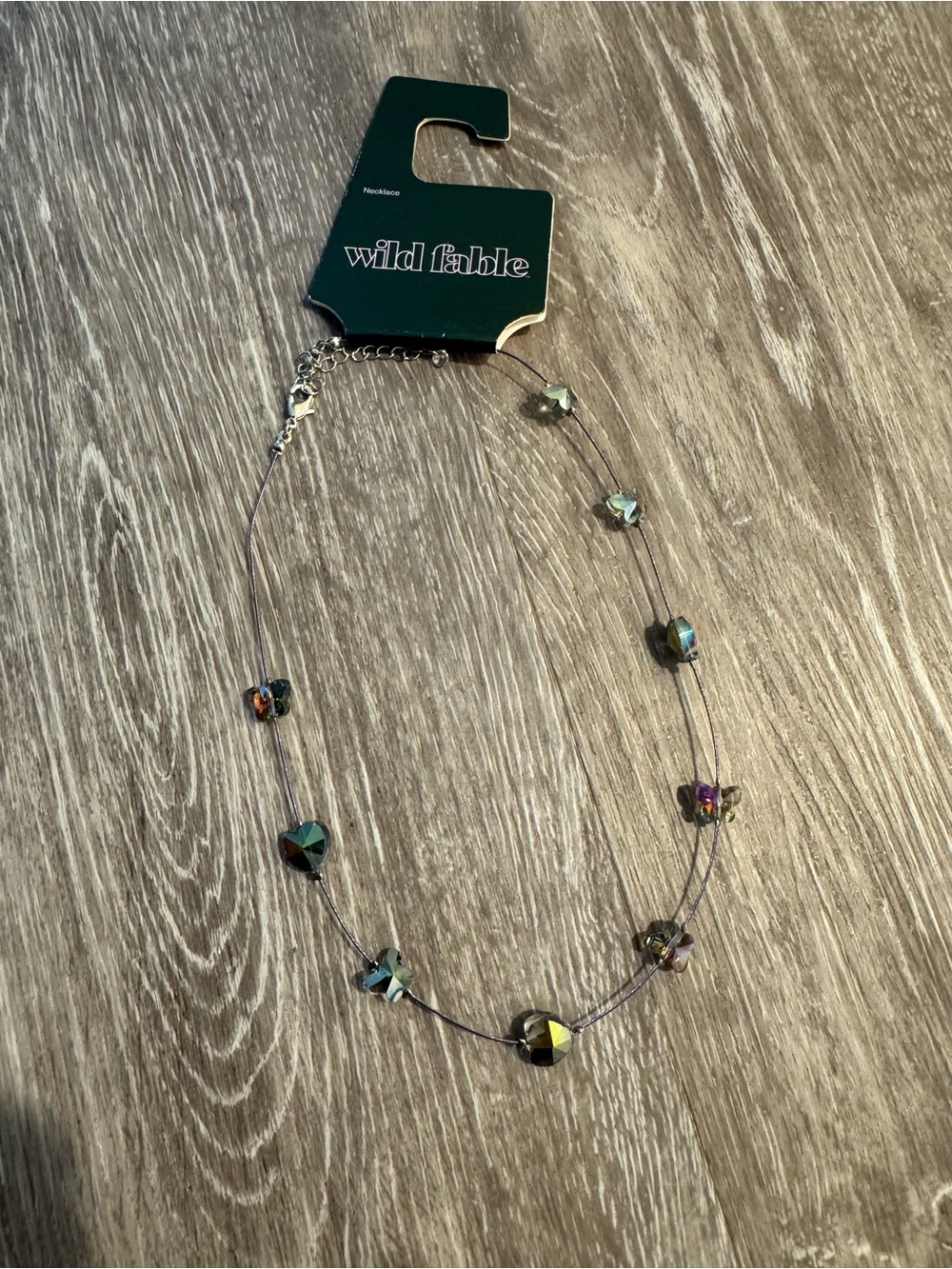 Wild Fable multi-strand iridescent ❤️ & butterfly crystal bead illusion necklace
